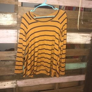 navy blue/mustard striped top