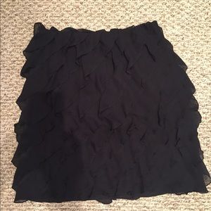 Talbots Petite Black Ruffle Silk Skirt Size 6P