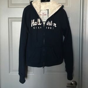 Hollister Fur Lined Zip Up Hoodie
