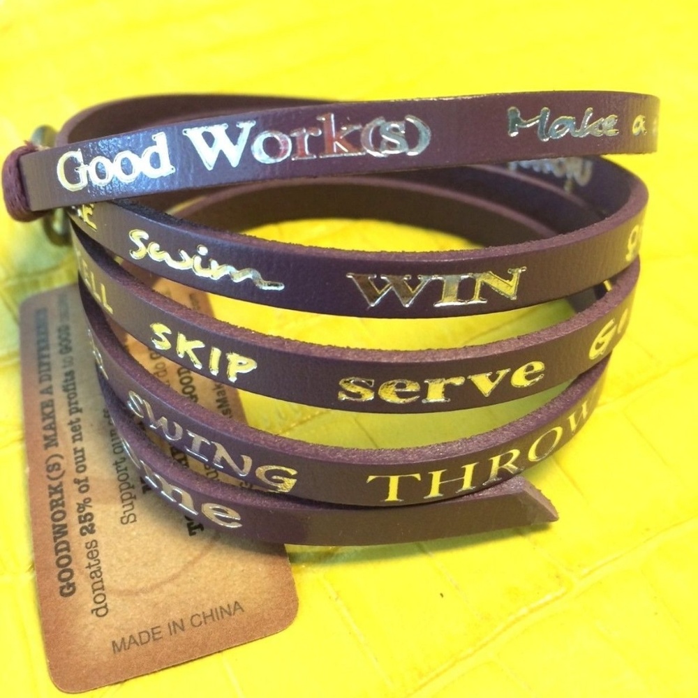 Good Works Leather Purple WrapAround Bracelet