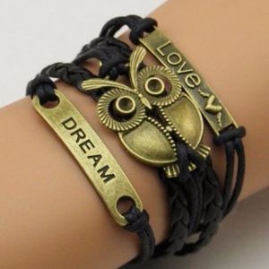 Dream Love Leather Owl Bracelet