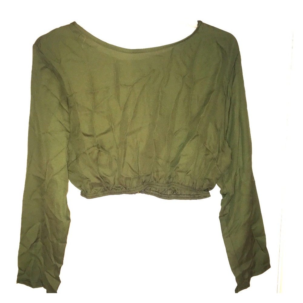 Olive green sheer crop top