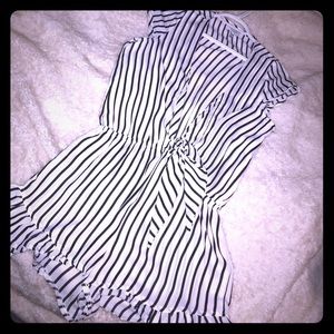 Black and white striped romper