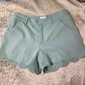 Light teal high waist scallop shorts