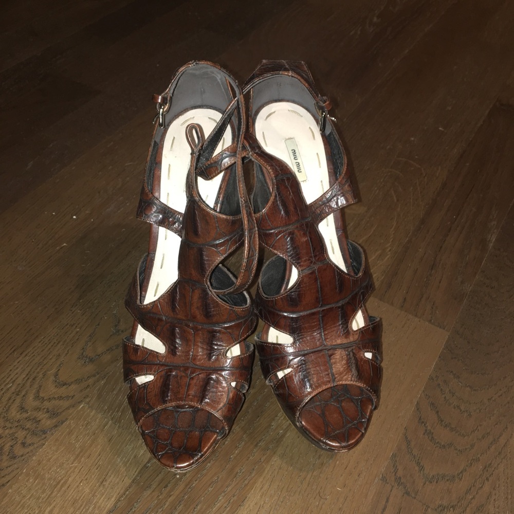 Miu Miu Crocodile Embossed Heels