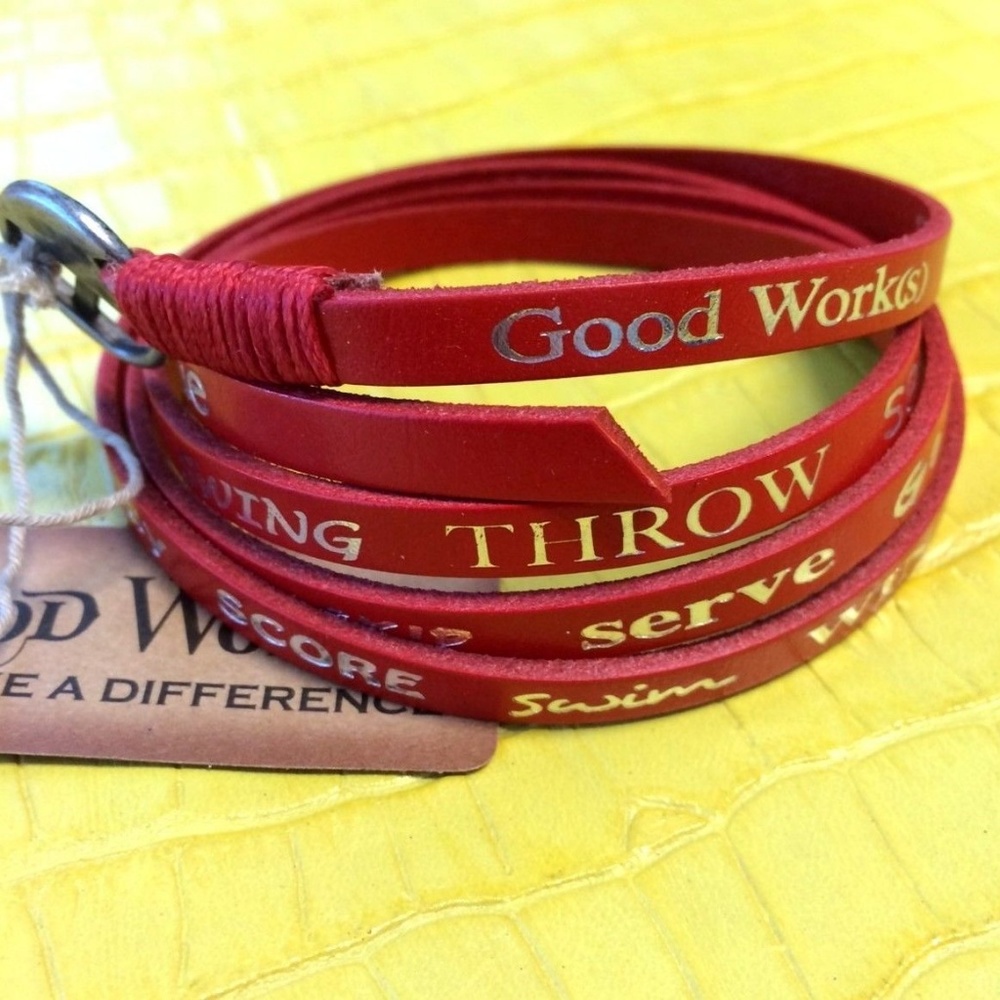 Good Works Leather Red Wrap Around Bracelet