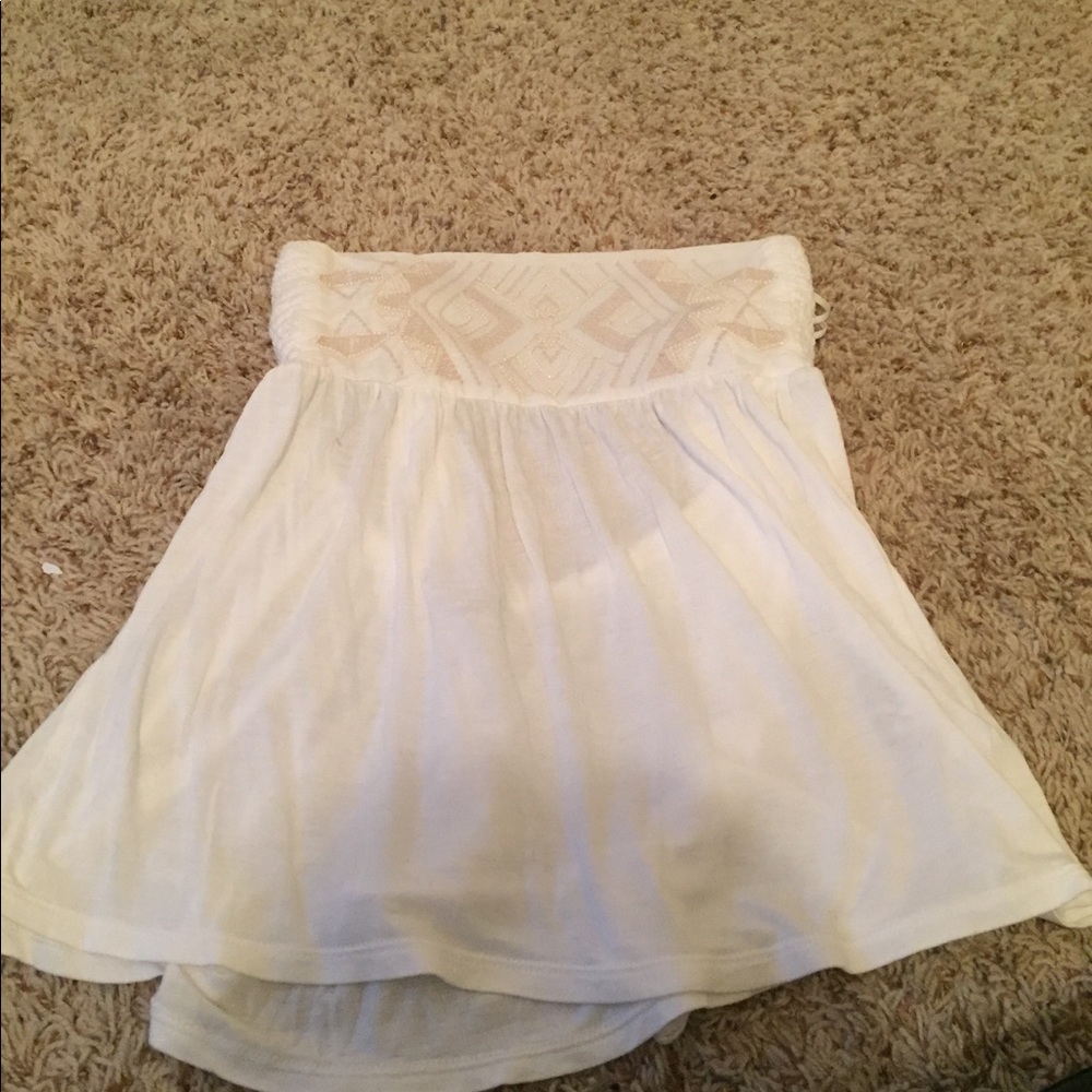 Strapless white beaded tank top