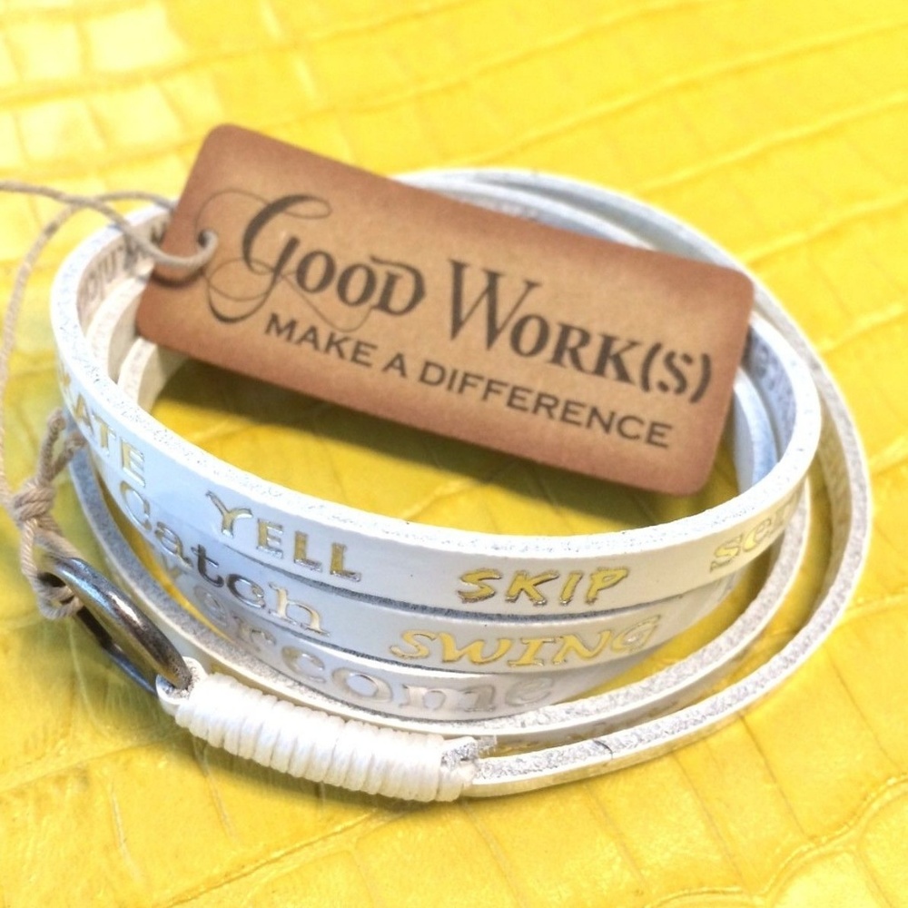 Good Works Leather White Wrap Around Bracelet