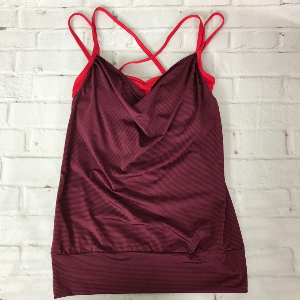 Lucy Double Layer Tank Top Maroon Red Padded Bra