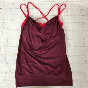 Lucy Double Layer Tank Top Maroon Red Padded Bra