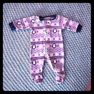 SOLD NB Baby Footies w Snowflakes & Penguins
