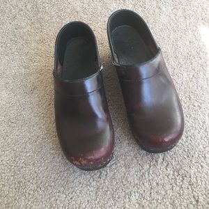 Dansko clogs, burgundy