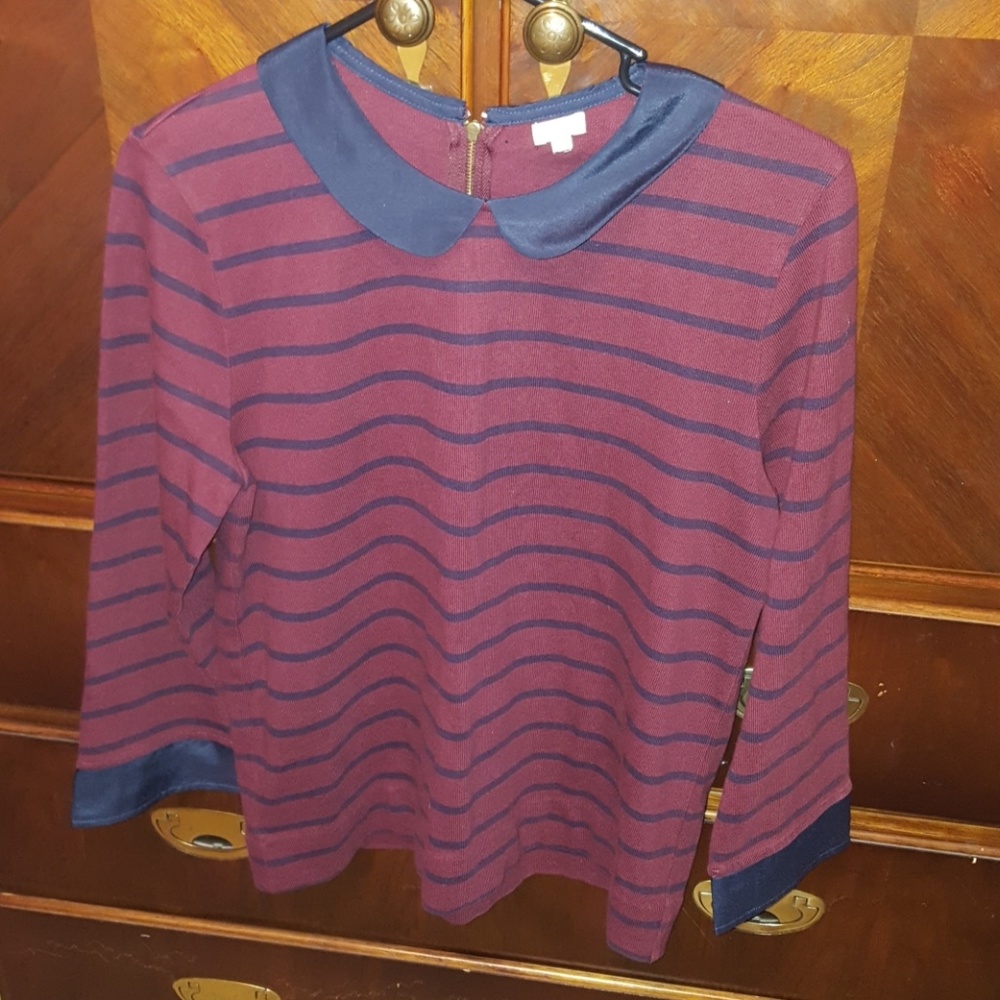 J. Crew burgundy and navy sweater
