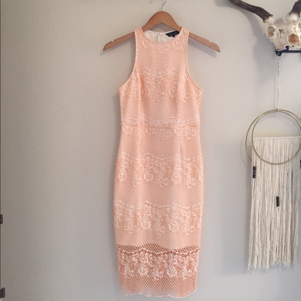 ASOS peach and white lace dress