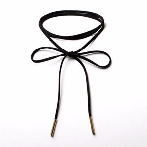 Vegan Leather Choker Lace Necklace Gold