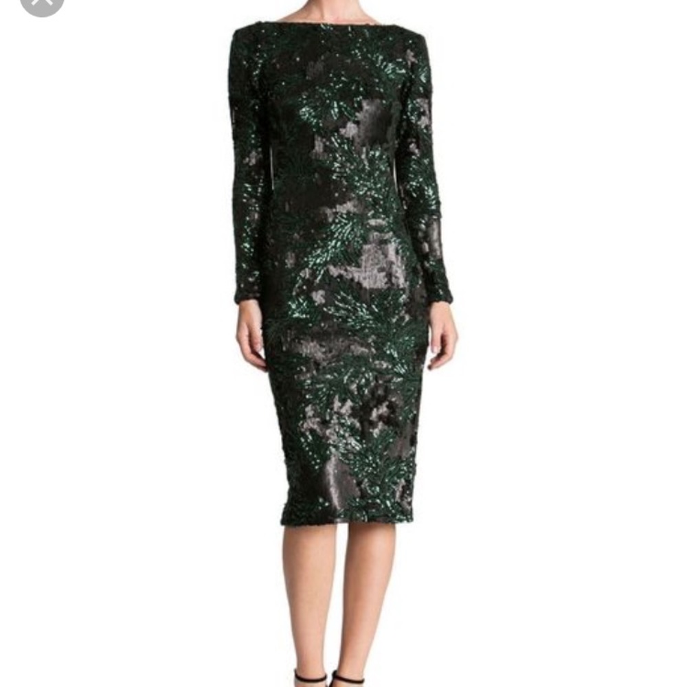 Body Con Floral Sequin Midi Dress