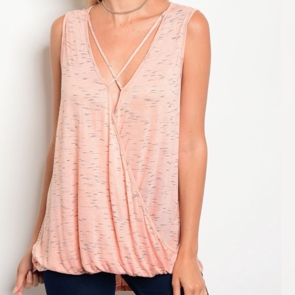 Peach & Black Marled Crisscross Tunic - Picture 5 of 6