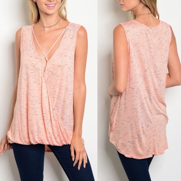 Peach & Black Marled Crisscross Tunic - Picture 4 of 6