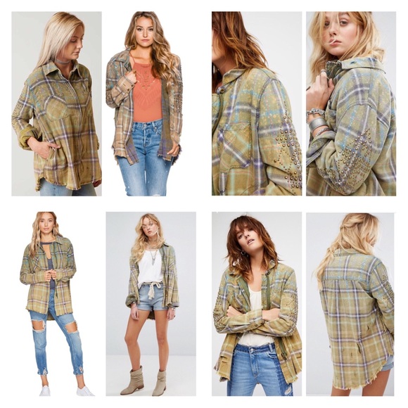 Free People Deconstructed Plaid Shirt Jacket. NWT. - Picture 2 of 8