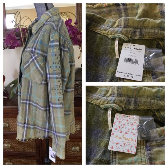 Free People Deconstructed Plaid Shirt Jacket. NWT. - Picture 5 of 8