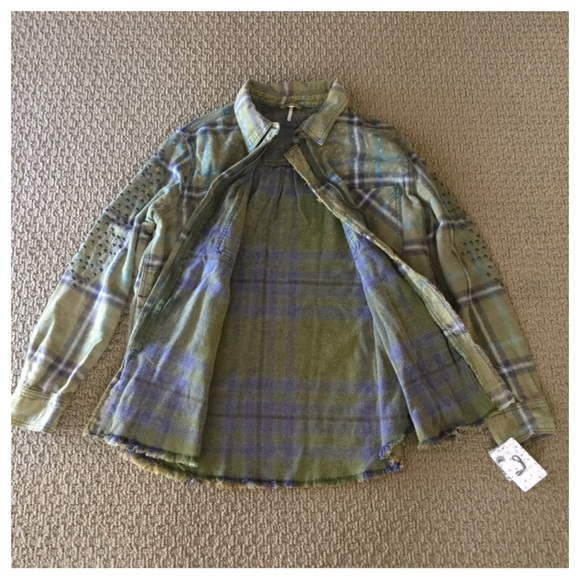 Free People Deconstructed Plaid Shirt Jacket. NWT. - Picture 7 of 8