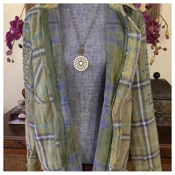 Free People Deconstructed Plaid Shirt Jacket. NWT. - Picture 8 of 8