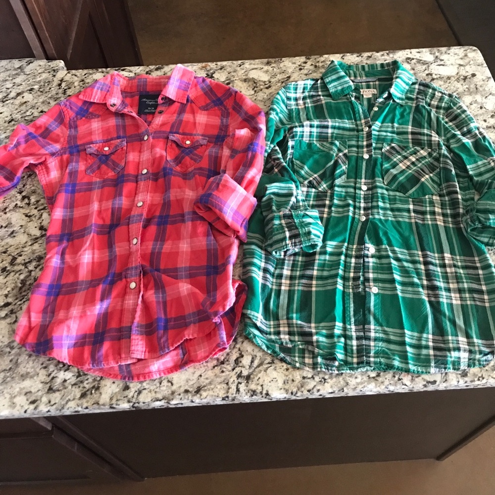 Bundle of plaid shirts