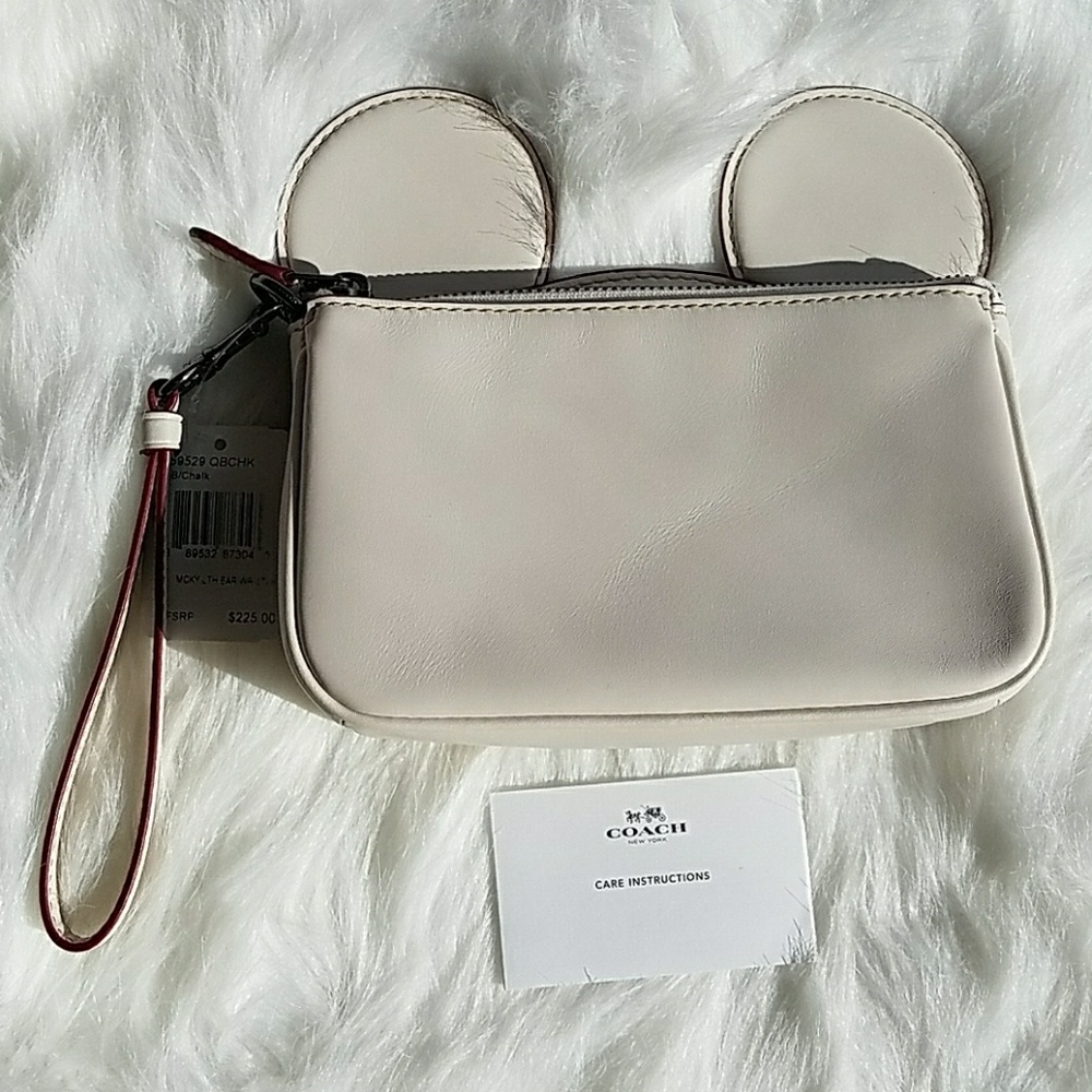 Coach Mickey Mouse Ears Wristlet in Chalk