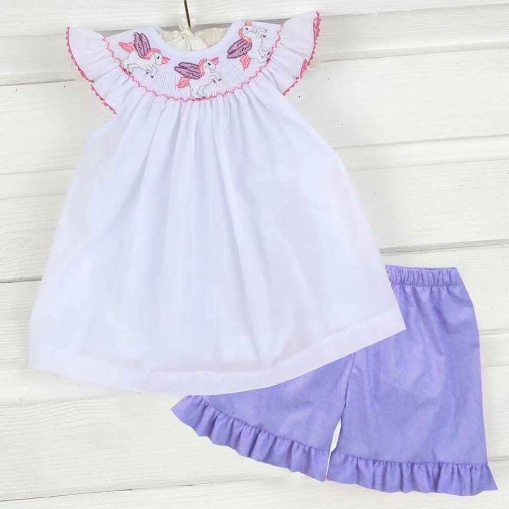 🦄Unicorn smocked short set