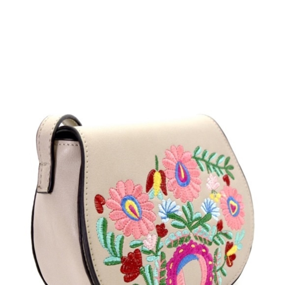 Grey Flower Embroidered Flap Crossbody Bag - Picture 6 of 8