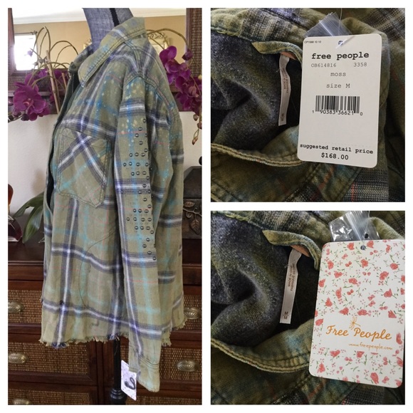 Free People Deconstructed Plaid Shirt Jacket. NWT. - Picture 6 of 8