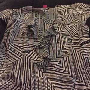 Black and white patterned silk blouse