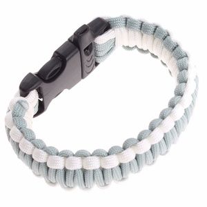Grey and White Paracord Survival Bracelet Whistle
