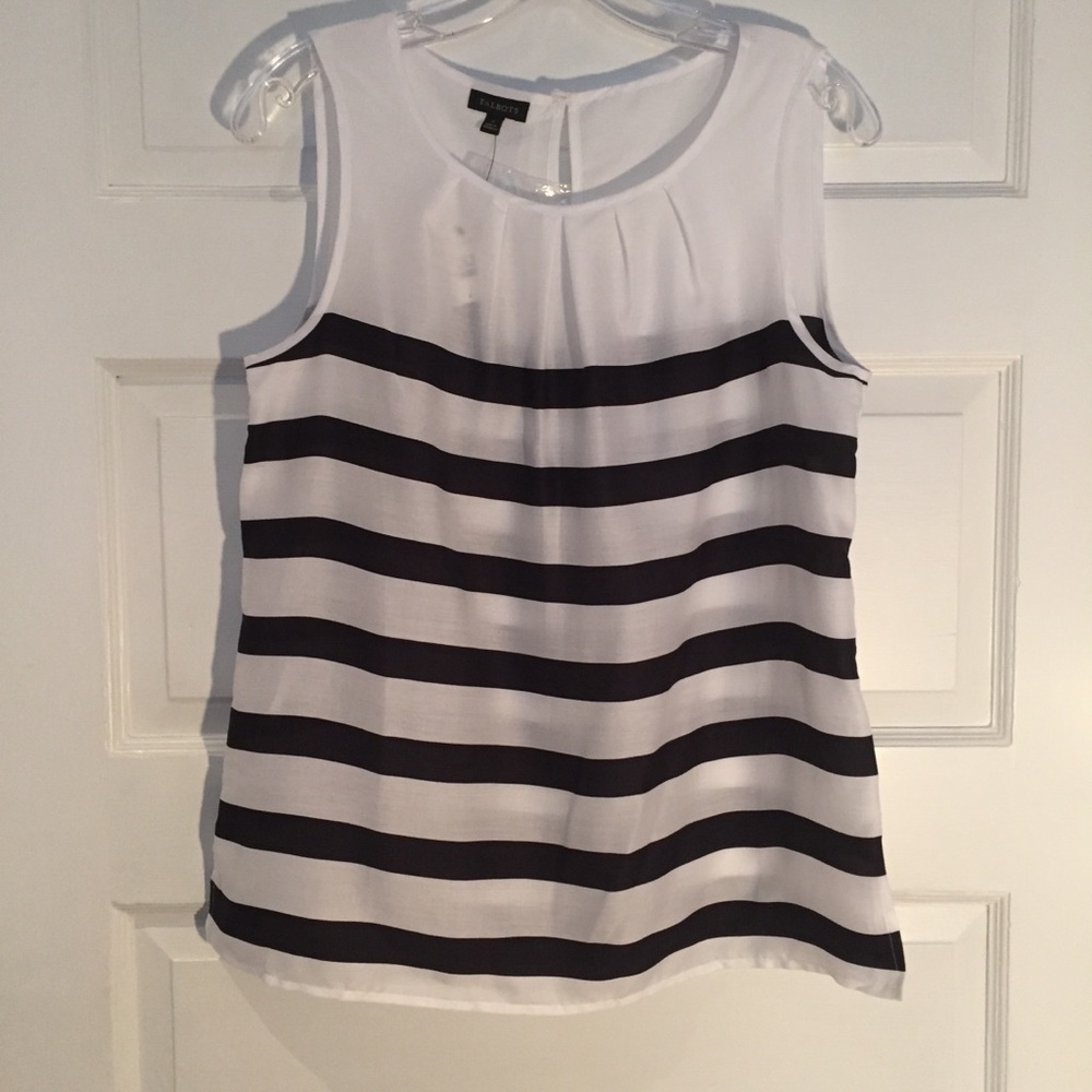 NWT navy/white stripe talbots sleeveless blouse