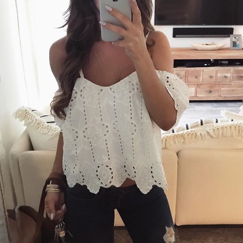 White Eyelet Off the Shoulder Top