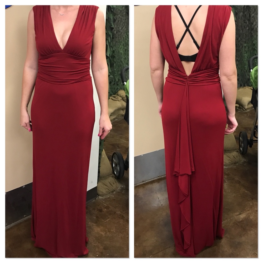 Red simple long dress