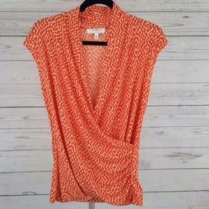 CHAUS New York Orange Wrap Cap Sleeve Top Size Me