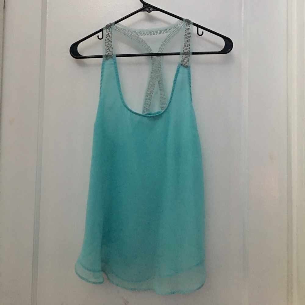 Teal Racerback Chiffon Top