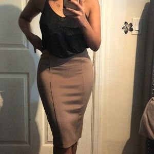 Tan pencil skirt