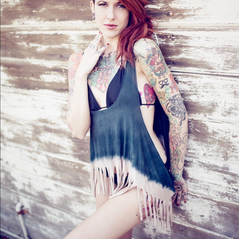 Fringe tie dye tank