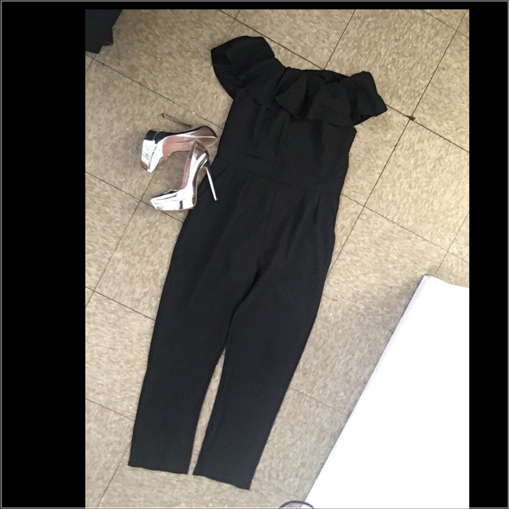 Black off the shoulder jumpsuit