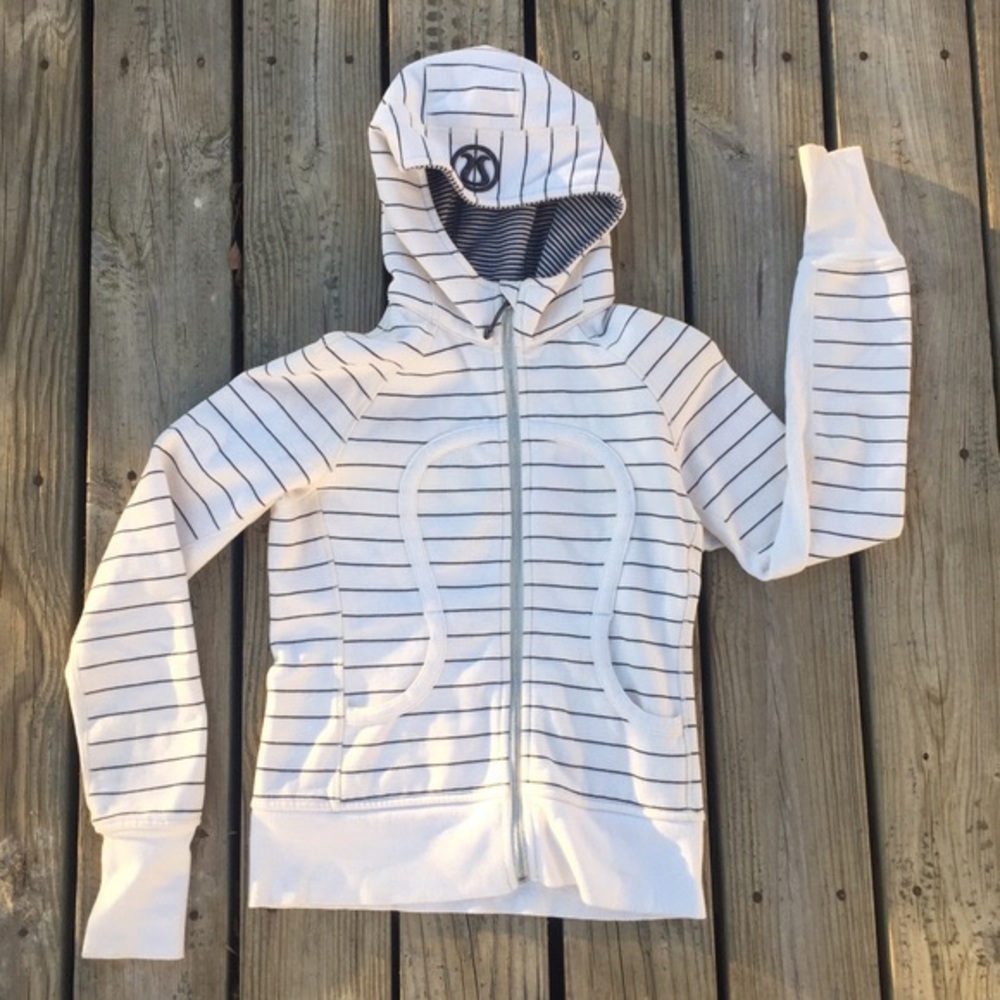 Lululemon Cream Striped Scuba Hoodie