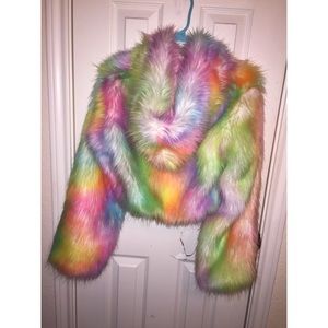 Rainbow Flashing Lights Cropped Jacket