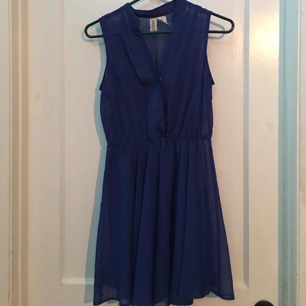 Midnight Blue Dress with Gold Accent Pattern