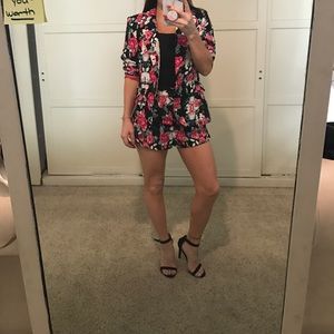 Floral Short and Blazer Set