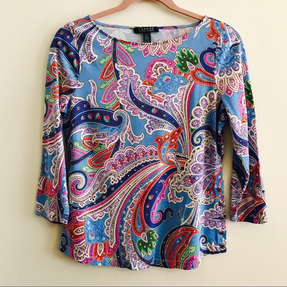 Ralph Lauren paisley 3/4 blouse