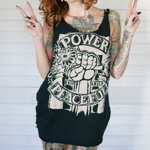 “Power to the peaceful” custom cut T