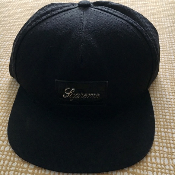 Supreme Black Checkered Damier Strapback 5panel