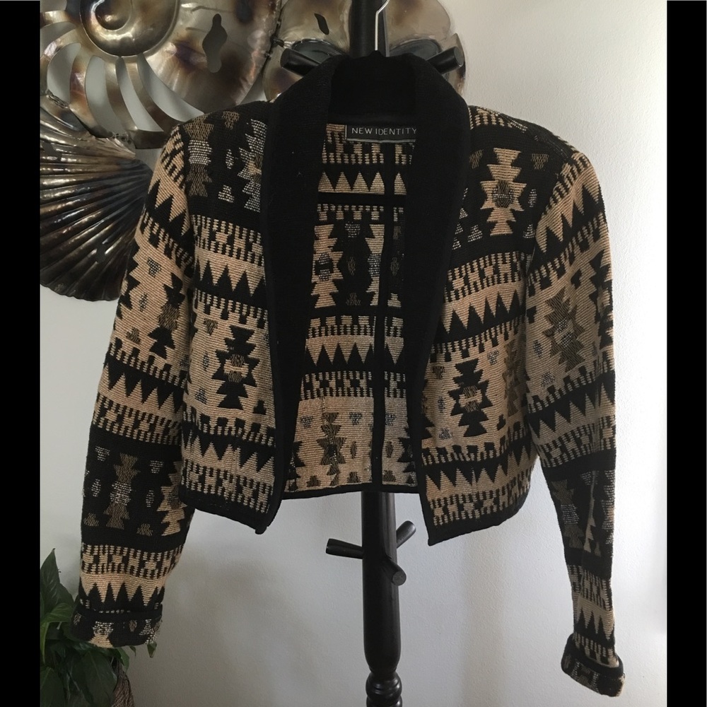 New Identity Vintage Aztec Print Bolero Jacket