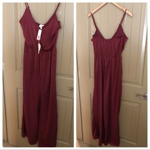 NWT Everly V Neck Maroon Jumpsuit